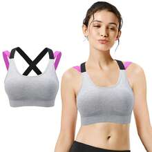 Top deportivo correr Yoga push up de calidad moda Gym, brasier deportivo mujer de transferencia de humedad y secado rápido - Gris - Ver 1