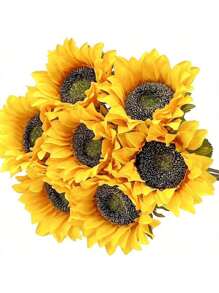 7 piezas, flores de girasol realistas para manualidades DIY y decoración del hogar - Flores artificiales en floración para ramos de novia y decoraciones de mesa. Adecuado para decoración de verano, decoración del hogar, decoración del dormitorio, decoración de la casa, decoración de la sala de estar, decoración de la habitación, decoración de cumpleaños, decoración de bodas