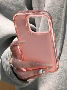 Stylish Candy Color Jelly Wavy Side Phone Case Compatible With IPhone 16 15 14 13 12 11 Pro Max Cartoon Colorful Shockproof Back Cover - Pink - View 4