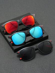 5 Pairs/6 Pairs Unisex Combination, 4 Pairs/3 Pairs Combination, 1 Pair White Frame, 2 Pairs Black Frame, 1 Pair Blue Lens, 1 Pair Red Lens, Y2K Square Casual Retro Beach Fashion Sunglasses, Suitable For Daily Wear, All Season