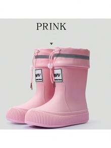 Women's Waterproof Drawstring Rain Boots, Fashion Mid-Calf Rain Shoes, Lightweight Non-Slip Thick Sole Rubber Boots, Suitable For All Seasons, Essential For Rainy Season, Exclusive For Women - Multicolor - View 15