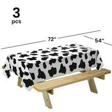 1/2/3 包，72*54 英寸，奶牛印花桌布，适合奶牛主题派对装饰，以及奶牛生日派对装饰，适合野餐桌布，西部主题 - 彩色 - 查看 11