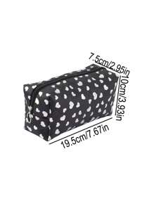 1pc Glossy Heart Pattern Pencil Case, Spacious Space Design Waterproof Material Stationery Storage Bag, Daily Necessities And School Supplies Storage Bag, Fashion School Supplies