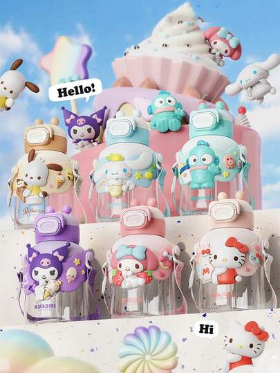 SANRIO 700ml Water Bottle - Heat Resistant - New TRITAN Material - Suitable For Sports, Office, Camping, Home, School, Gift For Girlfriend, Children's Birthday, Christmas (--Melody--Hangyodon--)