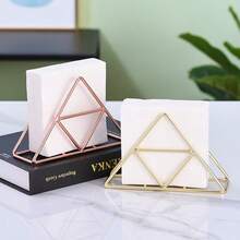 1pc Stylish Modern Metal Napkin Holder For Bathroom And Kitchen - Table Accessory For Tissue Organization - Golden/Rose Gold/ Black - Multicolor - View 1