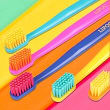 1 支装/5 支装彩虹牙刷，软毛，全尺寸刷头，男女通用，无香型，尼龙刷毛，高密度，家庭牙齿护理套装