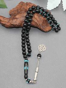 1 pieza Pulsera de 45 cuentas de oración de resina de 10 mm, de estilo árabe elegante y versátil, joyería de resina de lujo y colorida