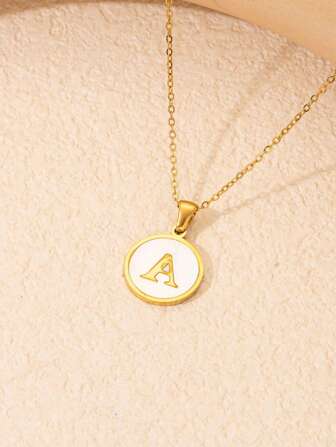 1 件个性化首字母项链不锈钢不褪色女士字母项链圣诞礼物