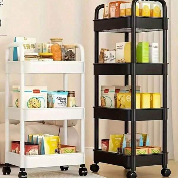 Multi-Layer Cart Storage Rack, Mobile Shelves For Snacks, Living Room, Bathroom, Kitchen, Bedroom