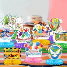 Juego de 9 piezas Decoraciones para la fiesta de confirmación, Centros de mesa de panal de colores alegres para confirmación, Decoración de mesa de confirmación para fiesta de crecimiento, Decoración de papel de panal de confirmación para niños y niñas