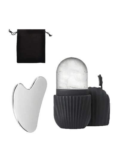 Set de rodillo de hielo con 1 rodillo de hielo, 1 bolsa de almacenamiento, 1 tabla Gua Sha para una piel radiante, molde de silicona para rodillo de hielo facial para aliviar la hinchazón facial y ocular, herramientas de cuidado de la piel reutilizables y a prueba de fugas para el cuidado diario, belleza, cuidado de la piel, spa, autocuidado, herramientas de cuidado facial, cuidado facial, suministros de esteticista, masaje, herramienta de masaje facial, rodillo facial