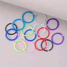 Set de 8 a 16 piezas de anillos de nariz circulares flexibles y coloridos de acrílico, anillos de septum de la nariz, aros para el cartílago, joyería de perforación unisex - Estilo 2 - Ver 6