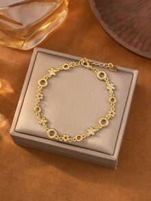 3 件，Y 型长链项链+手链+耳环，铜合金金属空心圆链，适合夏季海滩度假、日常佩戴和节日礼物