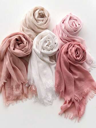 1 Stück einfarbiger Schal, Damen Sommer Sonnenschutz Mittellanger Schal, Koreanischer eleganter Strandschal, Reiseschal, großer Kopfschmuck