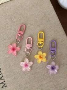 5pcs/Set Colorful Flower-Shaped Transparent Key Chains