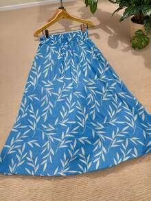 Steve Store Women's Fashion Viscose Fabric Skirt With Lining, Has Pocket And Slit On The Sides - 淺藍色 - 查看 2