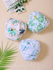3pcs Random Prints Cloth Swim Diaper Reusable Swimming Diaper Pants Adjustable Swim Diaper For Swimming Lessons Baby Girls,Boys,Netural Color Swim Diaper(The Prints Cycle Will Be Reversed)