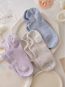 5/10 pares aleatórios de meias femininas até o tornozelo, meias invisíveis com listras de fios pontilhados, adequadas para qualquer estação, cor aleatória