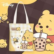 Disney Disney Pooh Bear Cartoon Chic Canvas Shoulder Bag, Minimalist & Suitable For Student School, Female,School Supplies,Back To School