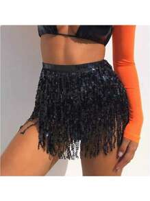 Fuste cu ciucuri și paiete cu sclipici pentru dansul din buric, fuste la modă cu curea pentru dansul din buric