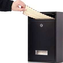 Wall-Mount Mailbox For House Mail Box Galvanized Steel Rust-Proof Metal Post Box - Black - View 8