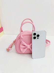 Cute Bow Handbag, Girls PU Shoulder Crossbody Bag, Structured Small Backpack - A - View 4