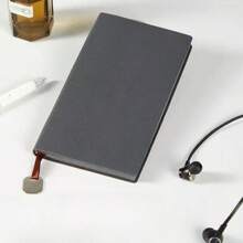 1pc A6 Metal Pendant PU Leather Notebook, 100 Pages Pocket Diary Journal, 6.97in * 3.94in, Hardcover