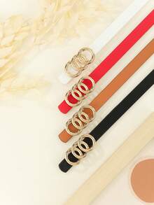 4件套金色蝴蝶扣、圆环扣、椭圆扣，时尚女士休闲腰带，适合各种场合，如派对、休闲、夏季新款、秋季、万圣节等。 - 彩色 - 查看 9