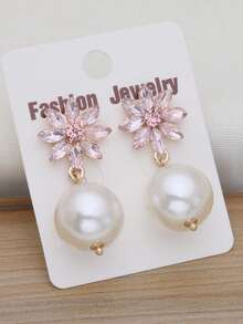 1 对波西米亚风夏季撞色仿珍珠向日葵水晶玻璃耳环，适合女士、日常休闲和节日礼物珠宝