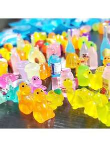 25pcs/Pack Funny Glow In The Dark Realistic Animal Blind Bag Miniature Cute Cartoon Toys, Puppy & Bunny With Separate Packaging