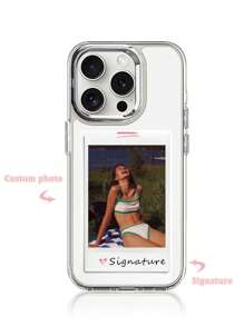 Funda de teléfono personalizada con foto, firma y marco de metal para el aniversario para Apple 16 Pro Max, funda protectora a prueba de golpes personalizada para 13/14/15