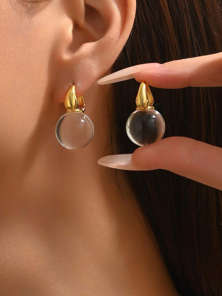 1 Cặp Hoa tai Acrylic trong suốt dễ thương thanh lịch dành cho phụ nữ - Nhiều màu - Xem 1