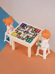 1 pièce Mini Set de table de Mahjong avec tabourets miniatures, échecs, go, blocs de construction, dames, jouets pour maison de poupée, accessoires de salle de Mahjong miniature à l'échelle 1:12, couleur aléatoire