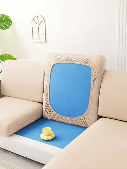 Capa elástica para assento de sofá em seda leitosa, minimalista, de cor sólida, 1 peça, adequada para todas as estações