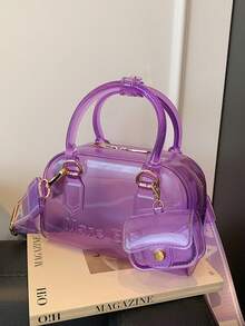 Conjunto de 2 bolsos de hombro ajustables transparentes de gelatina para playa, ideales para viajes, ir a la escuela, ir al trabajo, para empleados y para uso diario. - Multicolor - Ver 16