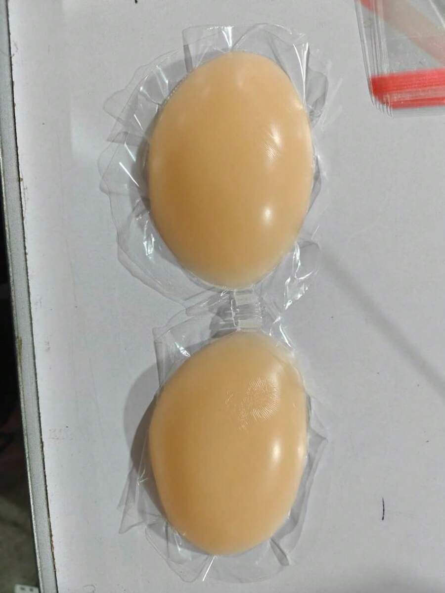 Women's Silicone Breast Petals For Small Bust, Gather & Enhance, Invisible Bra Liner For Wedding Dress, Thickened Nipple Cover Boob Pads Bra - Apricot - View 1