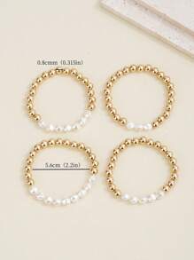 4pcs Set Elegant Baroque Pearl & CCB Beads Bracelet Layering Stacking Bracelet Jewelry For Women, Suitable For Daily Wear, Festivals, Casual Outfits, Gift For Mother/Friends