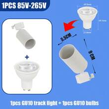 (套装) GU10轨道灯 吸顶嵌入式射灯 180°可旋转金属铝+PC泛光灯 黑色/白色 AC85-265V 适用于卧室/书房/客厅/衣橱/展示柜/展厅/商店/画廊/走廊/餐厅/服装店/酒吧 (产品套装包含轨道及连接配件) - 軌道燈GU10燈頭 - 查看 15
