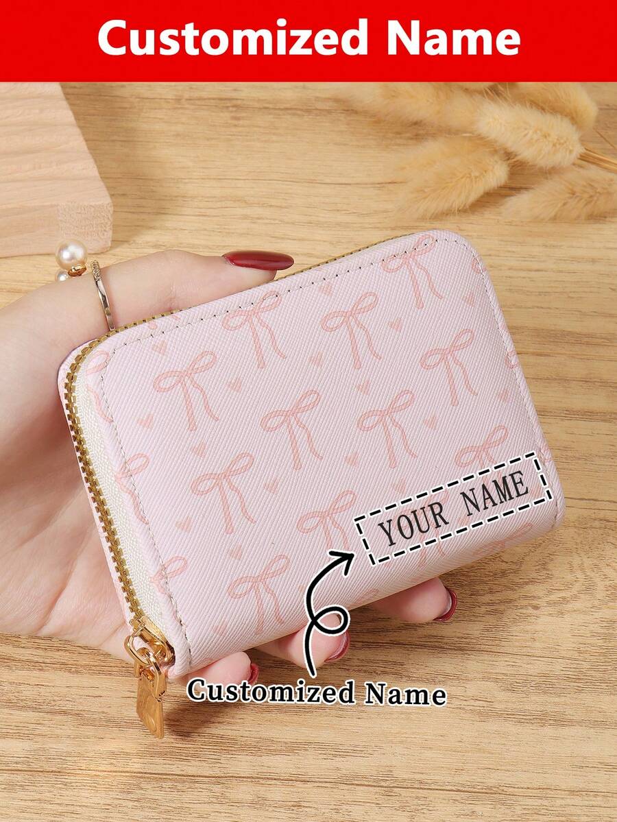 1pc Custom Signature Wallet,Personalized Signature Design Wallet,Custom Signature Wallet,Personalized Wallet With Signature,Custom Signature Wallet,Love Pattern Versatile Coin Wallet,Card Holder Multi-Card Card Organizer For Storage Credit Card - Pink - View 1