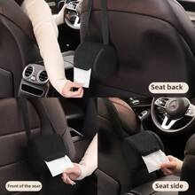 Porta-lenços elegante para carro - Dispensador de papel toalha de luxo para pendurar no encosto do banco, microfibra, preto e bege, acessório estiloso para interior de carro, acessório de armazenamento para carro | Porta-lenços elegante | Caixa de lenços durável
