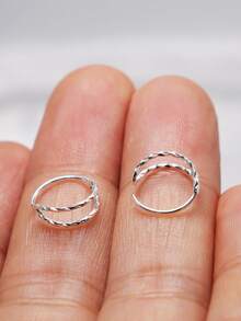 1pc 20G 9mm 925 Sterling Silver Nose Ring, Cartilage Hoop Earrings, Unisex Nose Septum Clicker Rings