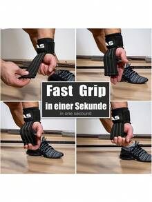 MKAS 1 对快速握力举重带，男女力量训练短握力腕带，举重专业快速释放带金属螺栓，适用于力量举、Crossfit、硬拉、健身举重带，健身房配件 Calleras - 黑色 - 查看 6