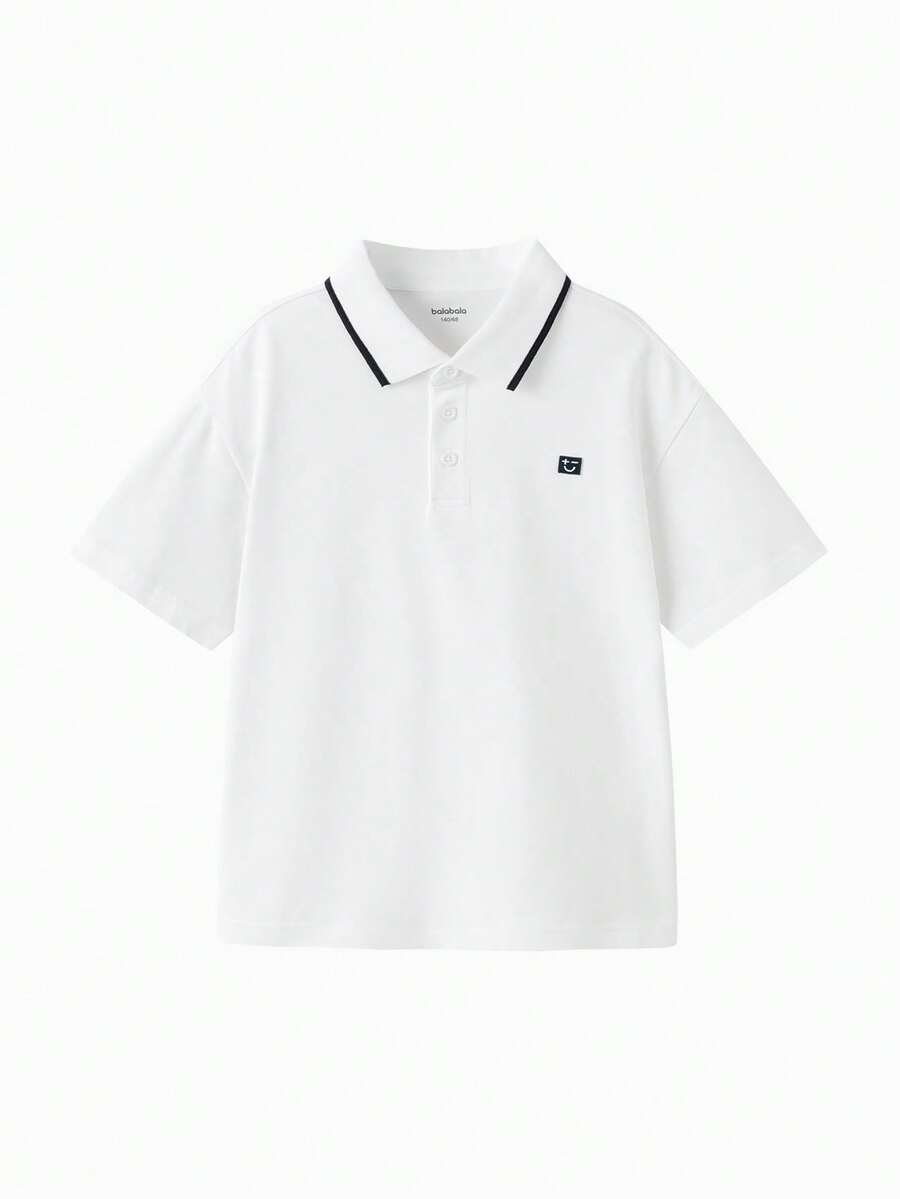 Balabala 2025 Summer Kids Short Sleeve T-Shirt, Boys' Quick Dry Breathable Polo Shirt - Original White - View 1