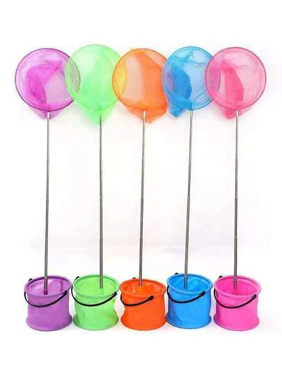 1pc/5pcs Stainless Steel Retractable Fishing Net, Insect Net, Outdoor Water Bucket Strainer