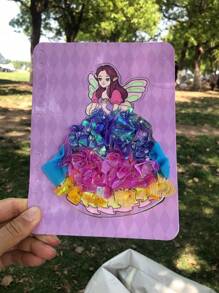 1set Diy Handmade Sticker Art, Princess & Elf Design, Dress-Up Activity, Creative Painting Kit, Activity Book For 3-6-Year-Old Girls, Ideal Birthday Or Holiday Gift, Educational Toy For Girls, Chromatic Drawing Book And Sticker Set For Children