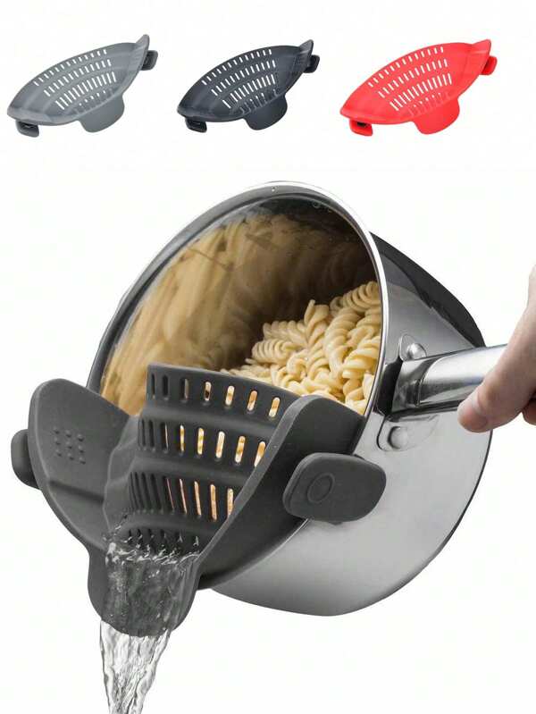1 Stück einstellbarer Silikon Topfsieb und Pasta Sieb, Küchenfilter, Nudeln, Gemüse und Obst waschen und filtern - perfekte Küchenhelfer