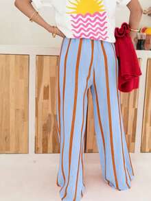 Pantalon femme avec poche à rayures et cordon de serrage, convient pour le port quotidien, les vacances, les rendez-vous, les anniversaires, les fêtes, les événements scolaires, les voyages, les festivals de musique country, les sports et la forme, le printemps/l'été