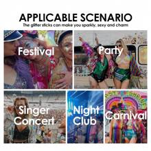 Crema glitter per trucco, gel glitter, facile da usare ruotando e svitando. Prodotti per trucco corpo, decorazioni per testa, viso e corpo, colorazione capelli, smalto glitter, utilizzabili per performance di carnevale, festini di club notturni.