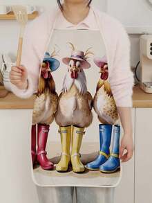 一件式 Funny Farm 鸡围裙，鸡穿雨靴，适用于厨房烘焙烧烤必备小众古怪礼物