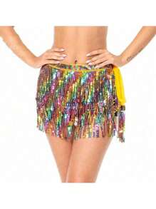 Fuste cu ciucuri și paiete cu sclipici pentru dansul din buric, fuste la modă cu curea pentru dansul din buric